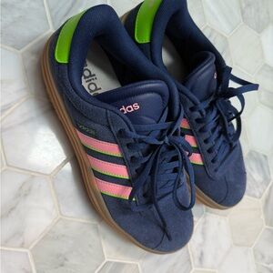 Adidas Gazelle Bold Navy and Pink Sneakers